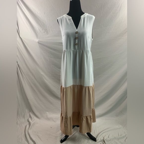 Color block Button Front Ruffle Hem Dress - Picture 6 of 6